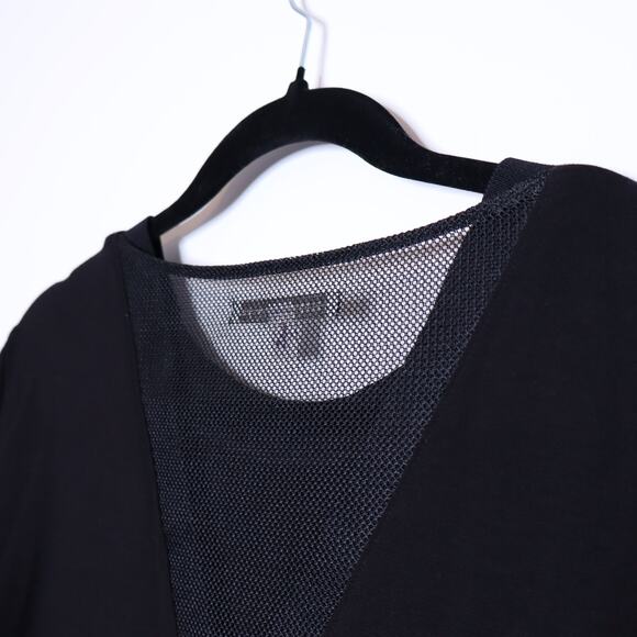 CHELSEA & WALKER Crew Split Elbow Top Black Mesh Long Sleeve Casual Women's L - Picture 7 of 11